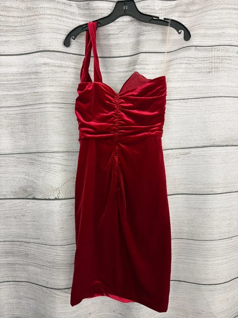 House Of CB Red Velvet Draped Mini Dress Size M